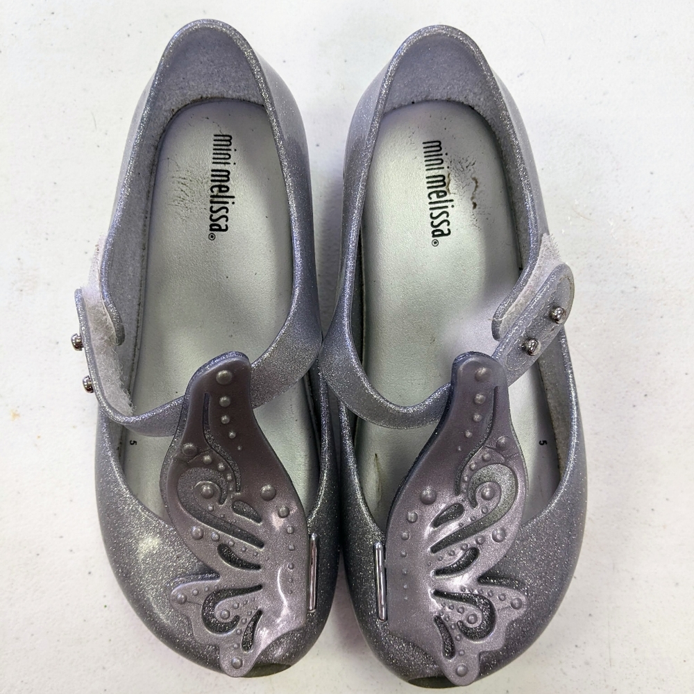 Mini Melissa silver butterfly shoes
